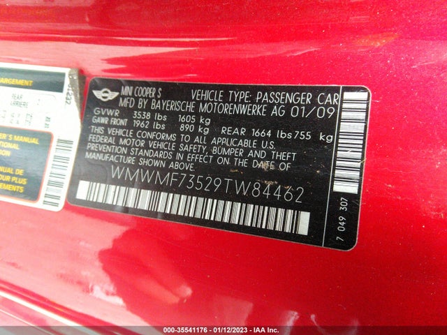 Mini COOPER HARDTOP 2009 WMWMF73529TW84462 Image 10