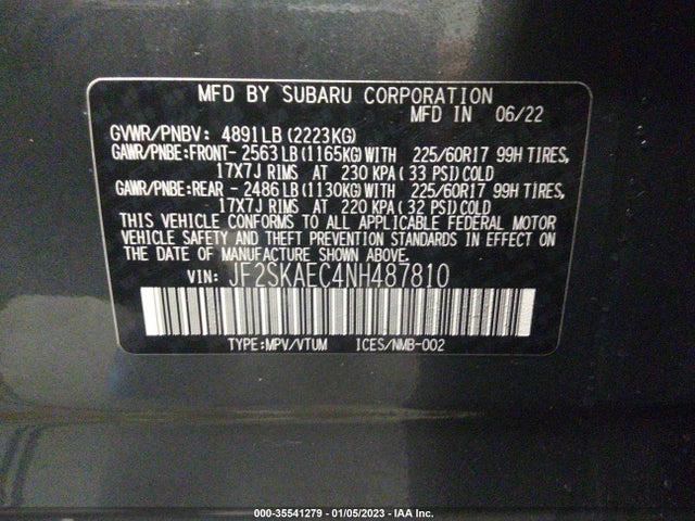 2022 Subaru Forester, VIN: JF2SKAEC4NH487810