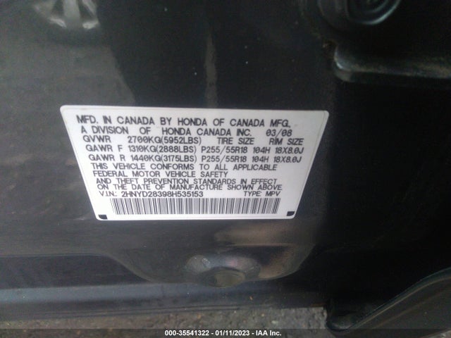 Acura Mdx Tech Pkg 2008 2HNYD28398H535153 Image 10