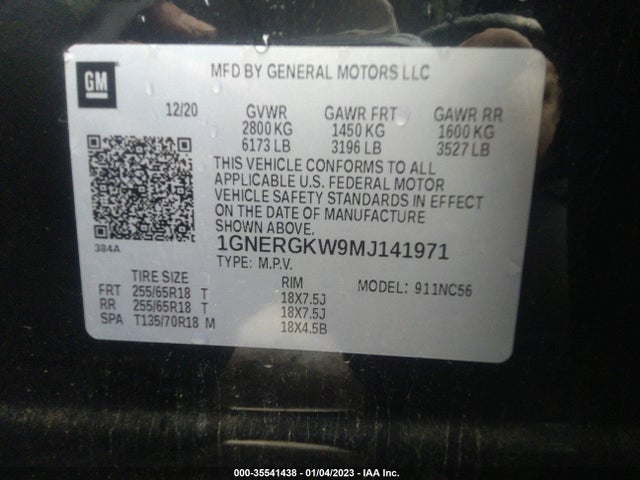 Chevrolet Traverse Lt Cloth 2021 1GNERGKW9MJ141971 Image 9