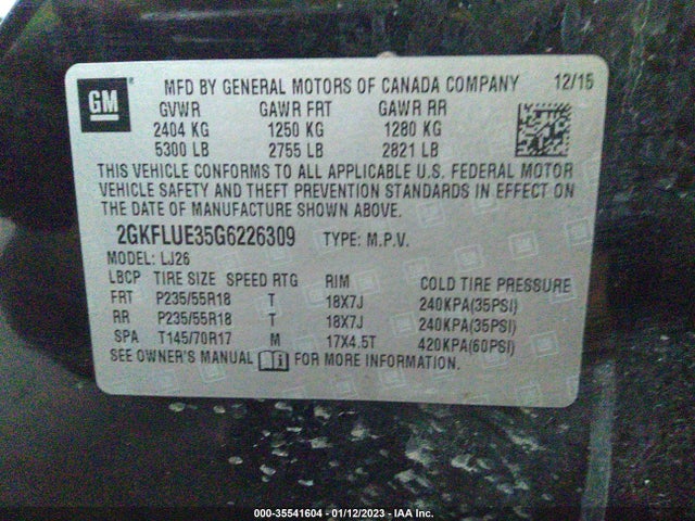 GMC Terrain Slt 2016 2GKFLUE35G6226309 Image 9