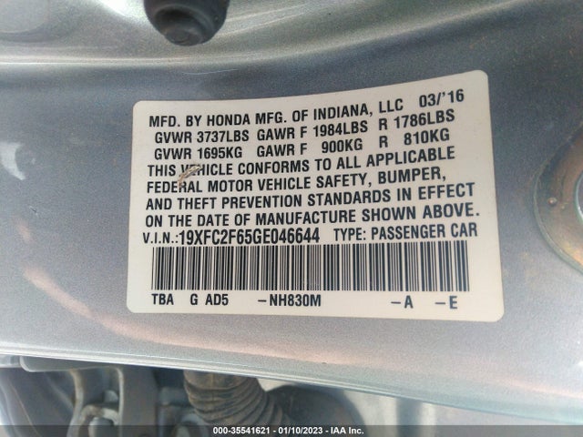 Honda Civic Sedan Lx 2016 19XFC2F65GE046644 Image 10