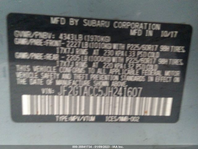 JF2GTACC5JH241607 Subaru Crosstrek Premium