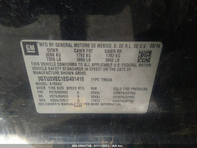 3GTU2VEC1EG491418 GMC Sierra 1500 Slt