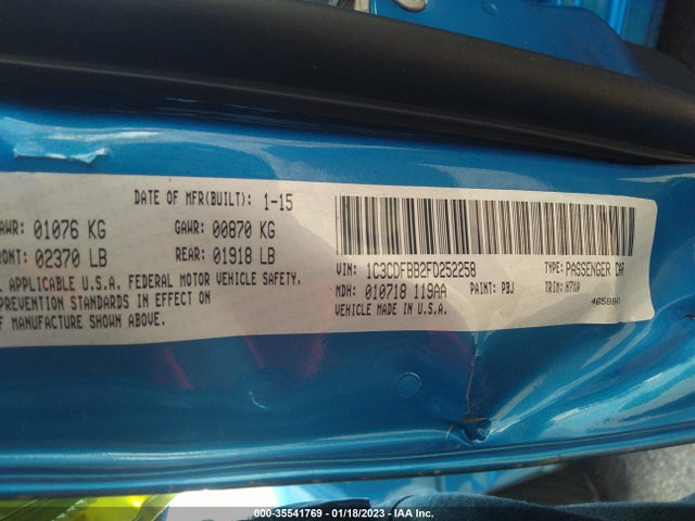 Dodge DART SXT 2015 1C3CDFBB2FD252258 Image 10