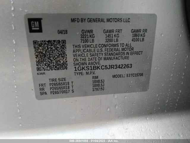 GMC YUKON SLT 2018 1GKS1BKC5JR342263 Image 9