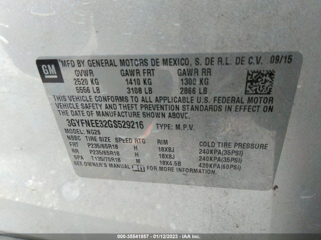 3GYFNEE32GS529216 Cadillac Srx Luxury Collection