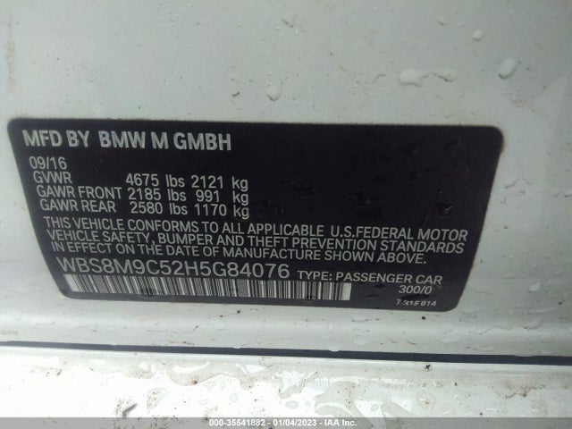 2017 BMW M3, VIN: WBS8M9C52H5G84076