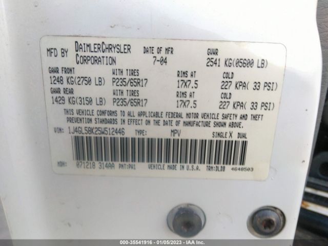 1J4GL58K25W512446 Jeep Liberty Limited