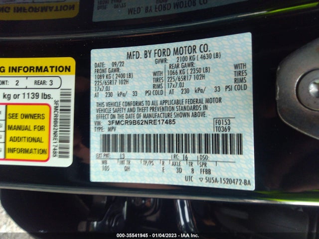 2022 Ford Bronco, VIN: 3FMCR9B62NRE17485