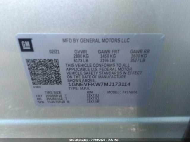 Chevrolet Traverse Ls 2021 1GNEVFKW7MJ173114 Image 9