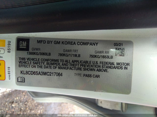 2021 Chevrolet Spark, VIN: KL8CD6SA3MC217064