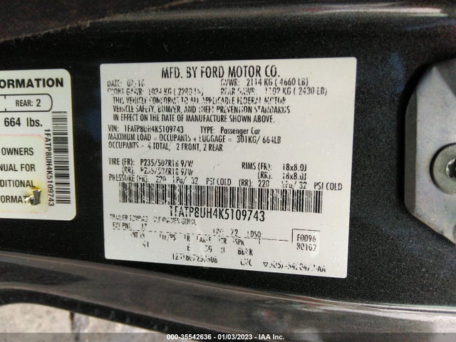 2019 Ford Mustang, VIN: 1FATP8UH4K5109743