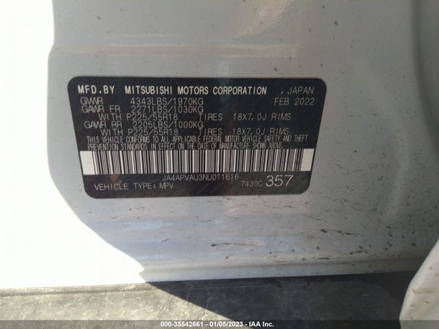 JA4APVAU3NU011616 Mitsubishi Outlander Sport Se