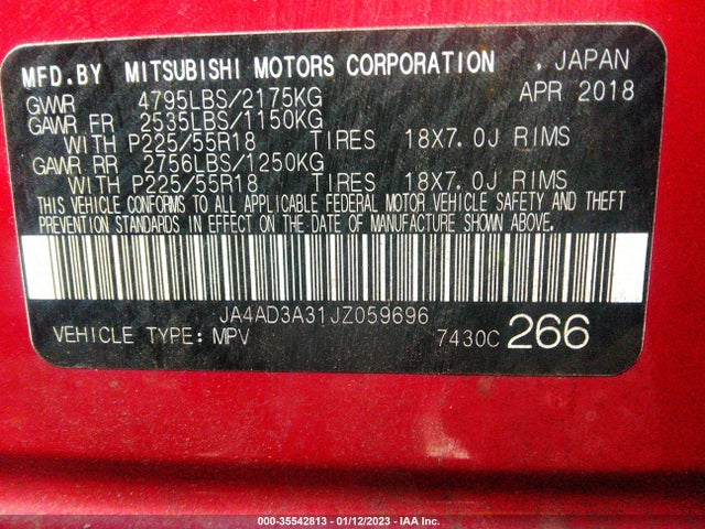 JA4AD3A31JZ059696 Mitsubishi Outlander Se/sel/le