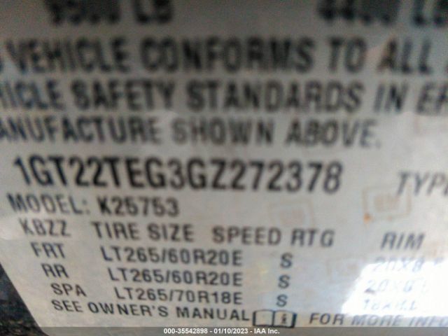 1GT22TEG3GZ272378 GMC Sierra 2500hd Slt