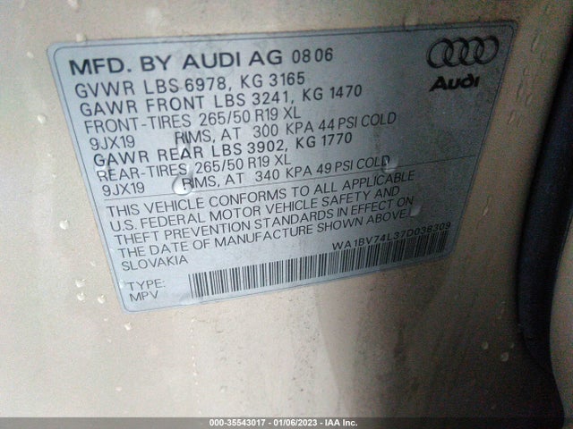 WA1BV74L37D038309 Audi Q7 PREMIUM