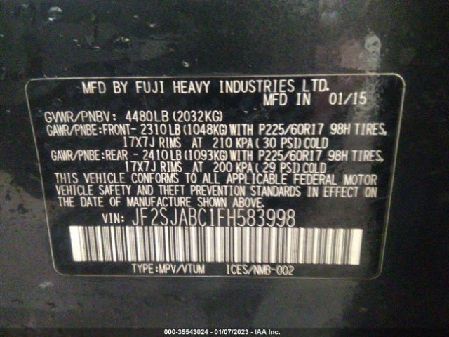 JF2SJABC1FH583998 Subaru Forester 2.5i