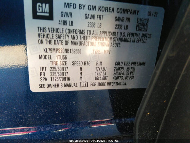 Chevrolet Trailblazer Lt 2022 KL79MPS20NB139556 Image 9