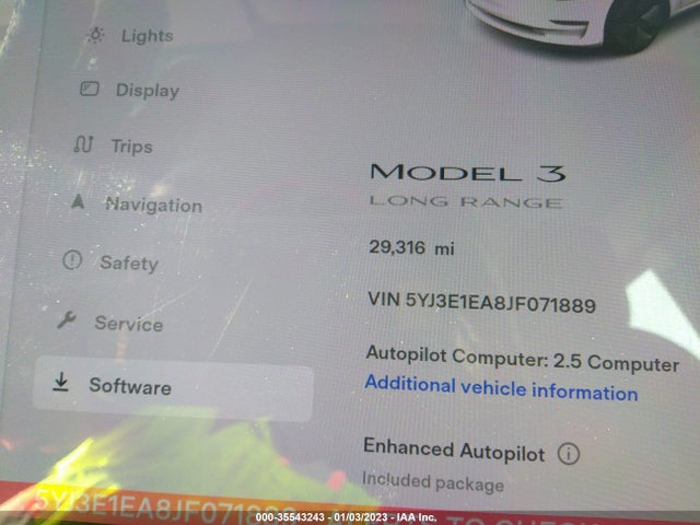 Tesla Model 3 Range Battery 2018 5YJ3E1EA8JF071889 Image 9
