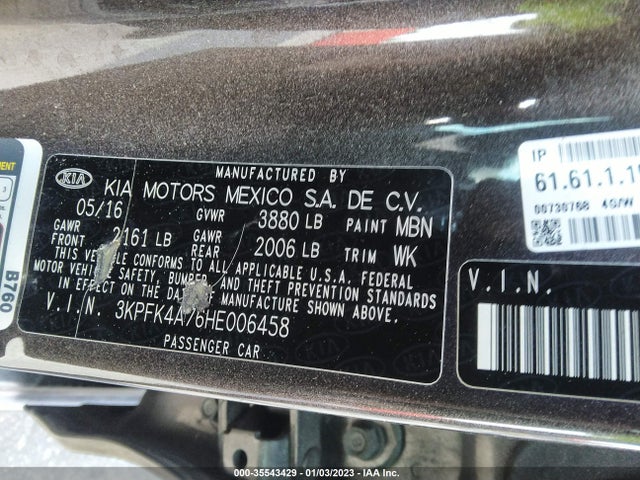 2017 KIA FORTE LX VIN: 3KPFK4A76HE006458