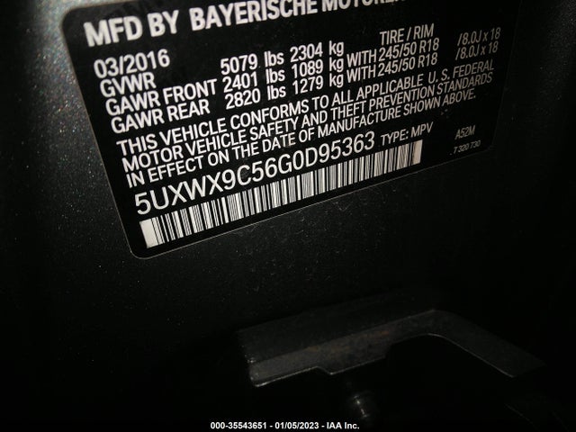 2016 BMW X3, VIN: 5UXWX9C56G0D95363