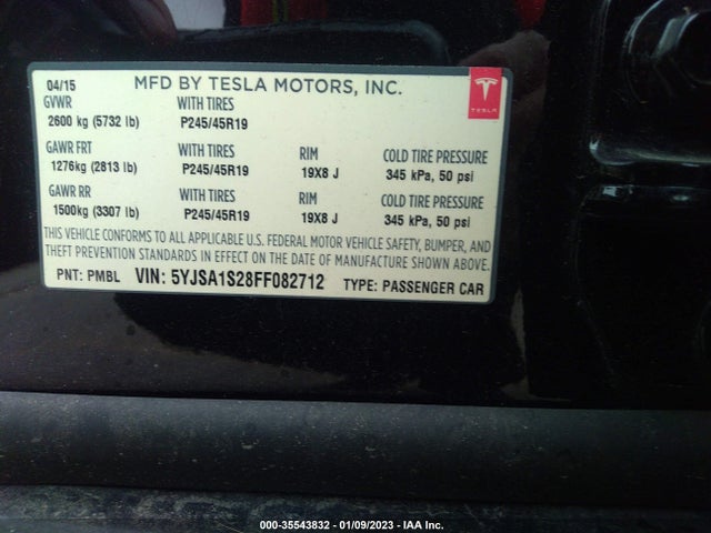 Tesla Model S 85d/70d/90d/p90d 2015 5YJSA1S28FF082712 Image 11