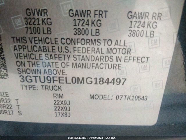 GMC Sierra 1500 Denali 2021 3GTU9FEL0MG184497 Image 9