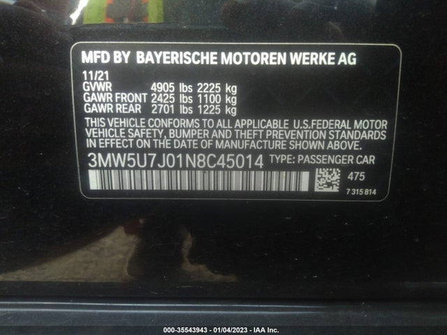 BMW 3 Series M340i 2022 аукцион фото