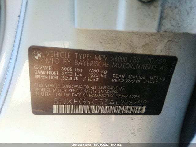BMW X6 Xdrive35i 2010 5UXFG4C53AL225709 Image 10