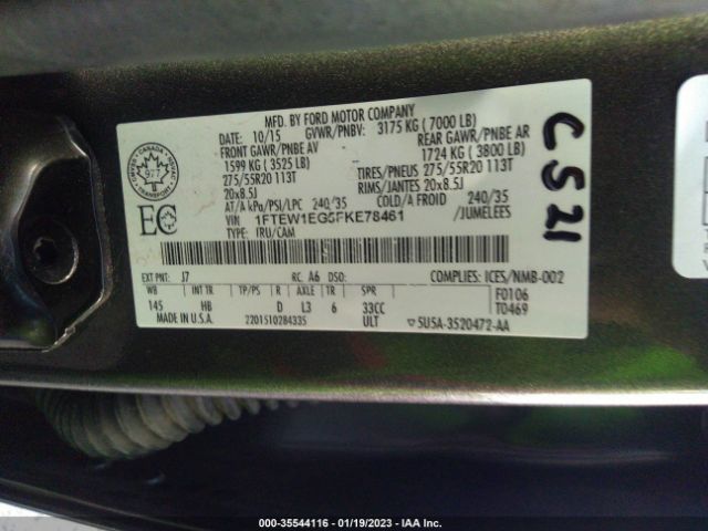 1FTEW1EG5FKE78461 Ford F-150 Xlt/xl/lariat/platinum