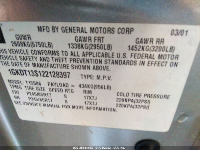 1GKDT13S122128397 GMC Envoy Slt