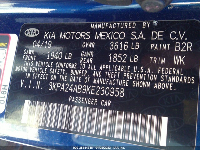 2019 Kia Rio, VIN: 3KPA24AB9KE230958