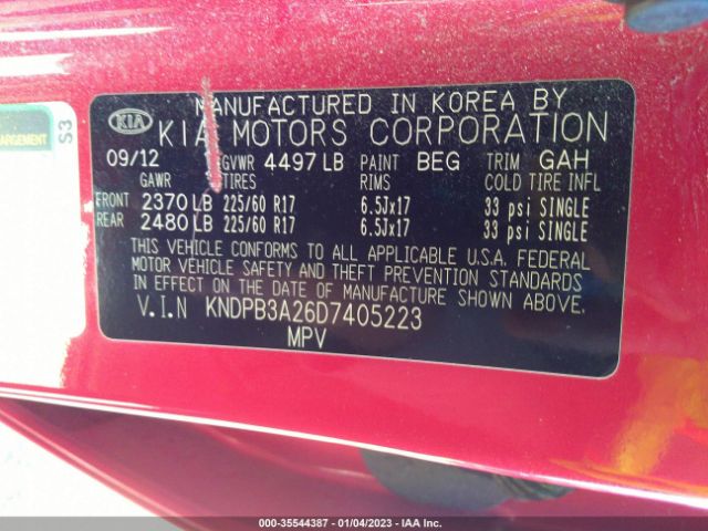 KNDPB3A26D7405223 KIA Sportage Lx