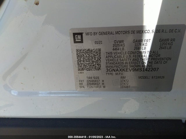 Chevrolet EQUINOX LT 2021 3GNAXKEV9MS142207 Image 9
