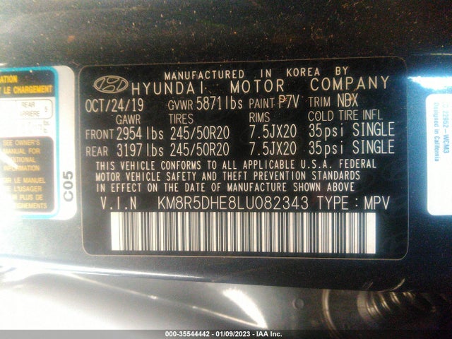 2020 Hyundai Palisade, VIN: KM8R5DHE8LU082343