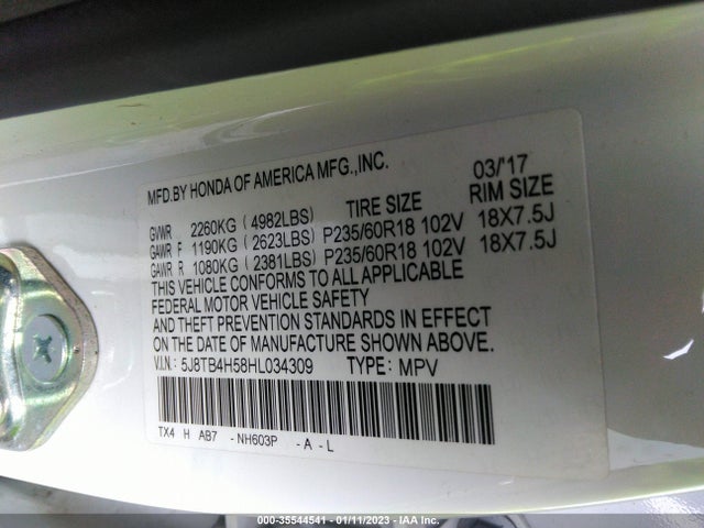 Acura Rdx W 2017 5J8TB4H58HL034309 Image 9