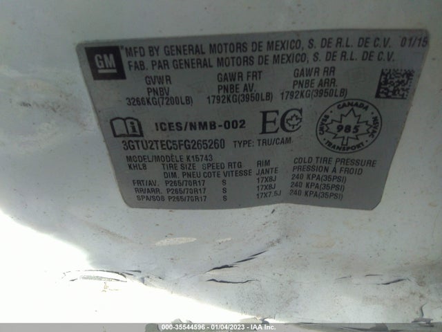 GMC SIERRA 1500 2015 3GTU2TEC5FG265260 Image 9