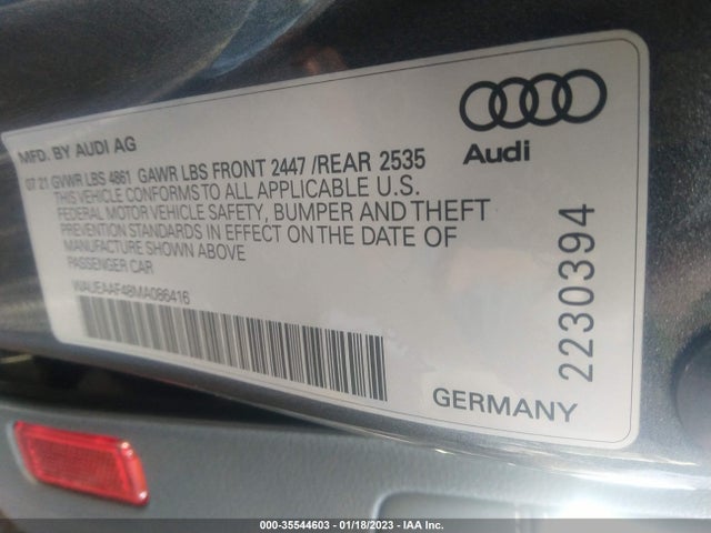 WAUEAAF48MA086416 Audi A4 SEDAN