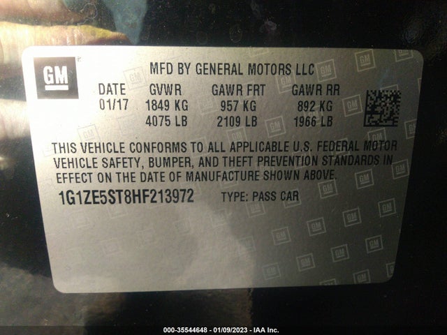 Chevrolet MALIBU LT 2017 1G1ZE5ST8HF213972 Image 9