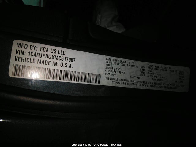 2021 Jeep Grand Cherokee, VIN: 1C4RJFBGXMC517067