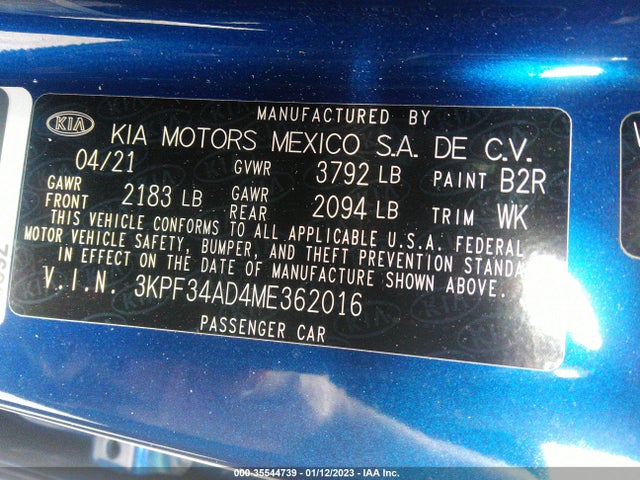 2021 Kia Forte, VIN: 3KPF34AD4ME362016