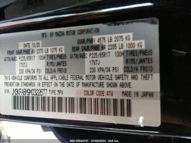 2021 MAZDA CX-5 SPORT VIN: JM3KFABM9M0322677
