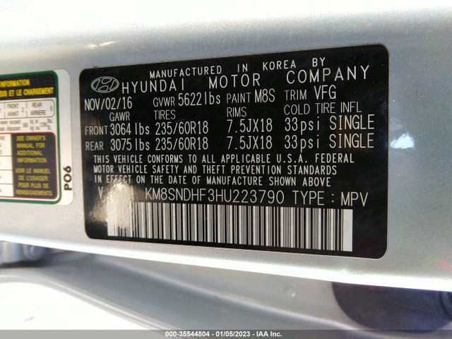 Hyundai Santa Fe Se 2017 KM8SNDHF3HU223790 Image 10