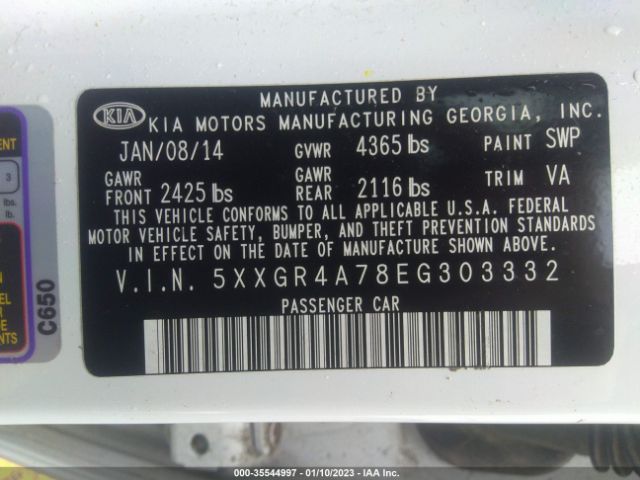 5XXGR4A78EG303332 KIA OPTIMA SX