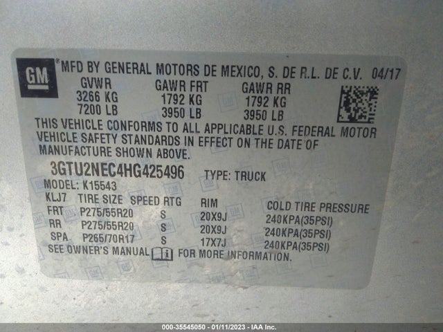 GMC Sierra 1500 Slt 2017 3GTU2NEC4HG425496 Image 9