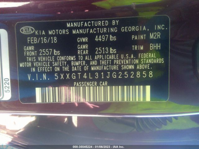 5XXGT4L31JG252858 KIA Optima Lx