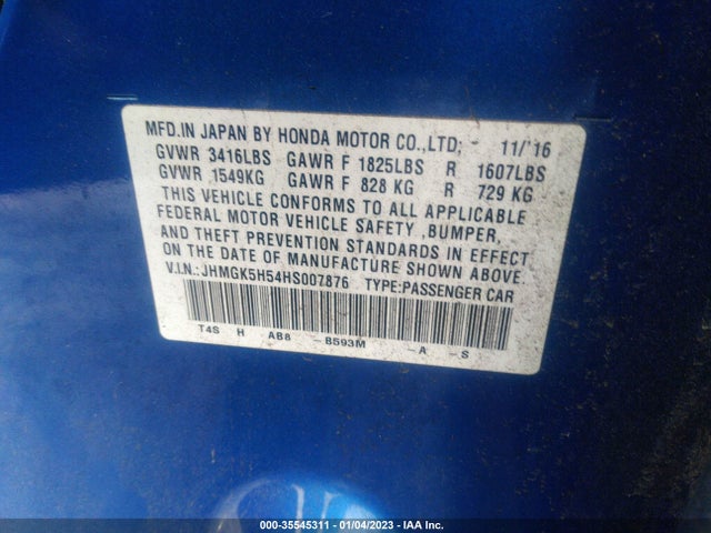 Honda FIT LX 2017 JHMGK5H54HS007876 Image 9