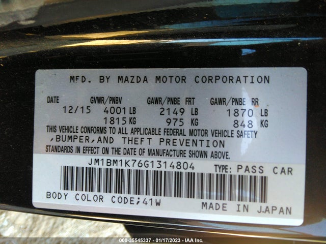 2016 Mazda 3, VIN: JM1BM1K76G1314804