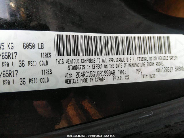 2C4RC1BG1GR199848 Chrysler Town & Country Touring